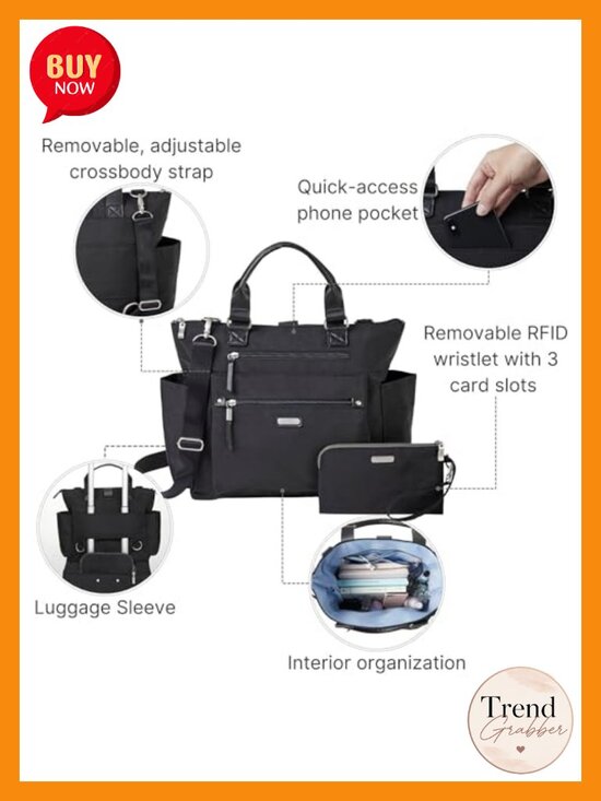 3-in-1 Convertible Backpack Tote Handbag Lightweight Travel Bag with RFID main image 5